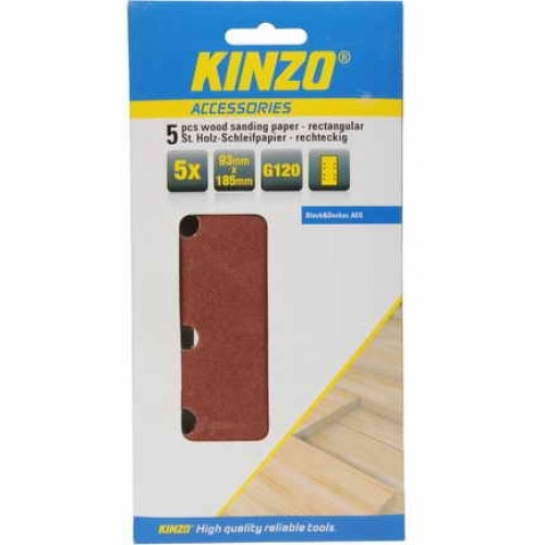 KINZO - brúsny papier 93x185mm A120 - 5ks 71710