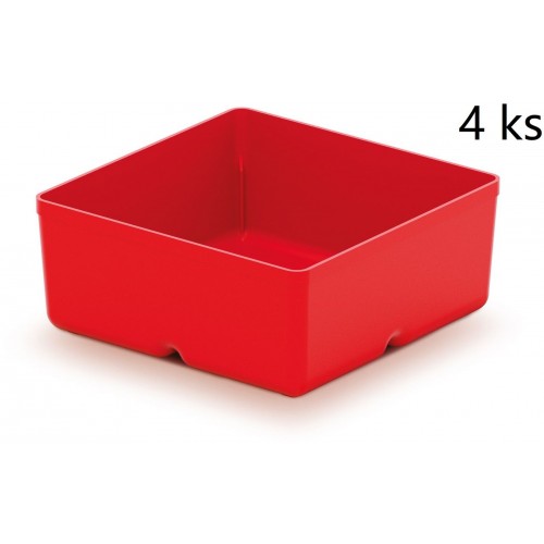 Kistenberg UNITE BOX Sada 4 plastových boxov na náradie, 11x11x11,2cm, červená KBS1111