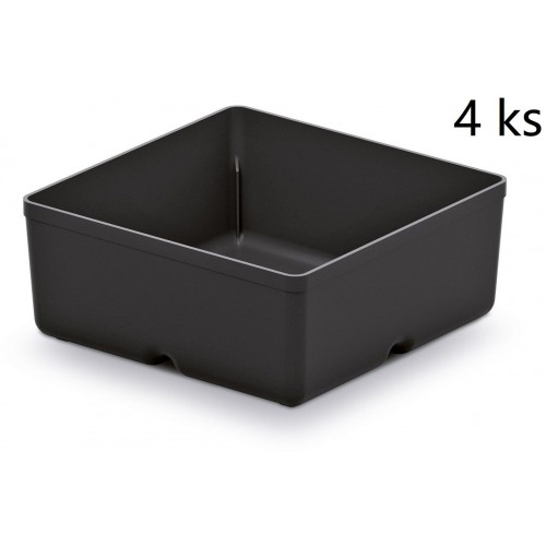 Kistenberg UNITE BOX Sada 4 plastových boxov na náradie, 11x11x11,2cm, čierna KBS1111