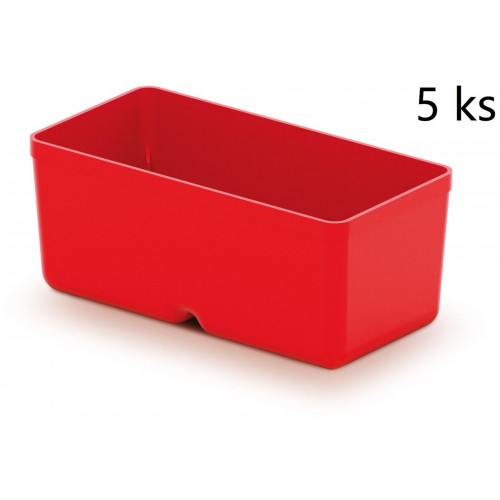 Kistenberg UNITE BOX Sada 5 plastových boxov na náradie, 11x5,5x13,2cm, červená KBS115