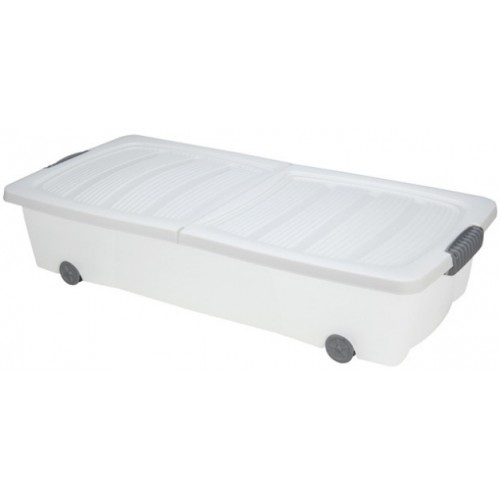 KAISERHOFF Úložný box pojazdný s klip vekom plastový 80x38x17 cm biely KO-Y54980700 