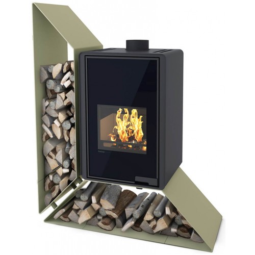 HS FLAMINGO DELUXE ® KAMPA Krbové kachle 9kW, ľavá, olivová HSF42-011