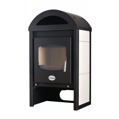 HSFLAMINGO Krbové kachle MELAND 9kW, sivá / antracit, dlažba Bianco s perkom