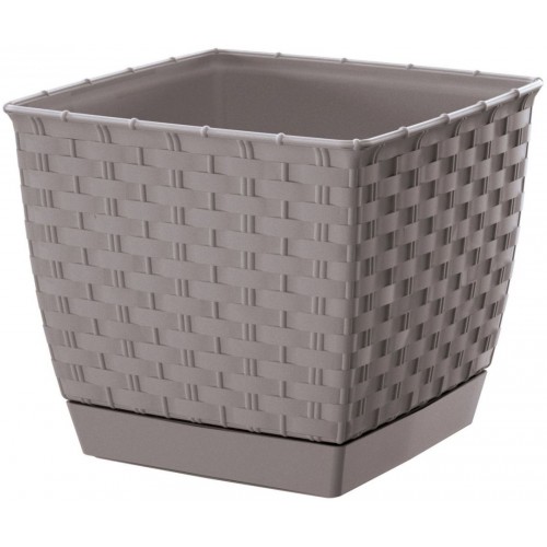 Prosperplast RATOLLA SQUARE Kvetináč s miskou 22cm, 6l, mocca DRLK220