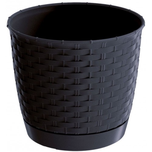 Prosperplast RATOLLA ROUND Kvetináč s miskou 30cm, 11l, antracit DRLO300