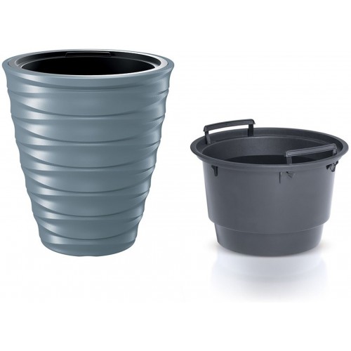 Prosperplast FREZE Kvetináč nízky s vkladom 29,9cm, svetlo šedá DBFE300
