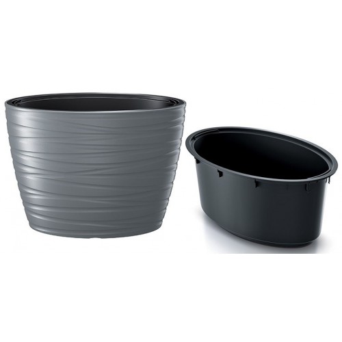 Prosperplast MAZE Kvetináč oválny s vkladom 58,5cm, šedý kameň DBMZE600