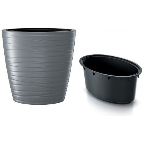 Prosperplast MAZE Kvetináč oválny vysoký s vkladom 58,5cm, šedý kameň DPMZE600