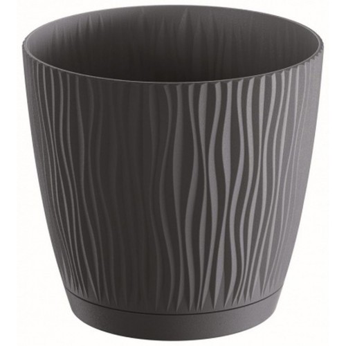 PROSPERPLAST SANDY P Kvetináč s miskou 10,8 cm, antracit DSY110P