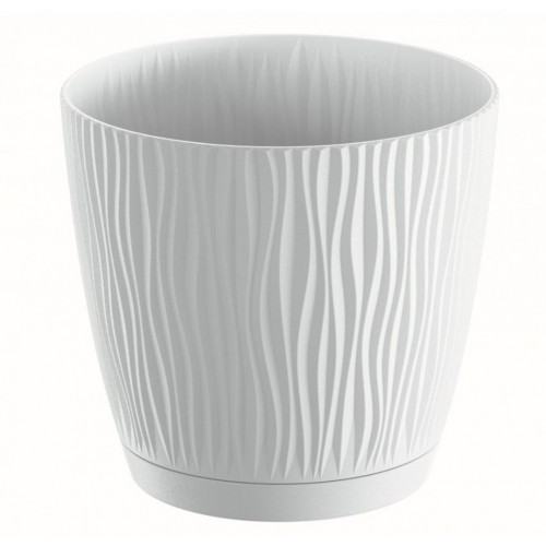 PROSPERPLAST SANDY P Kvetináč s miskou 16,8 cm, biela DSY170P