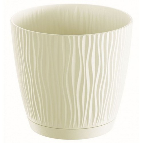 PROSPERPLAST SANDY P Kvetináč s miskou 14,9 cm, krémová DSY150P PROSPERPLAST SANDY P Kvetináč s miskou 14,9 cm, krémová DSY150P