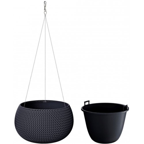 Prosperplast SPLOFY Bowl WS závesný kvetináč 23,9cm, 2,3l, antracit DKSP240WS