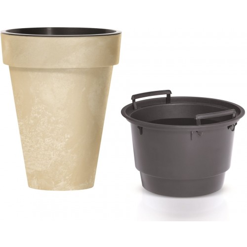 Prosperplast CUBE SLIM BETON Effect Kvetináč s vkladom 46,1cm, 55l, krem DCUS460E