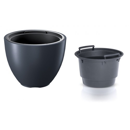 Prosperplast HEOS Kvetináč s vkladom 29,8cm, antracit DBHEM300 Prosperplast HEOS Kvetináč s vkladom 29,8cm, antracit DBHEM300