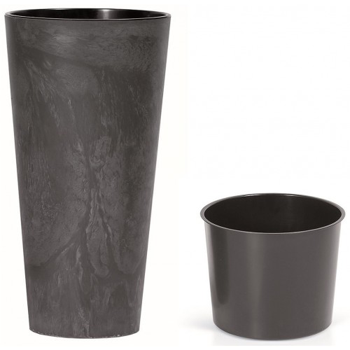 Prosperplast TUBUS SLIM BETON Effect Kvetináč s vkladom 15cm, 3,3l, antracit DTUS150E