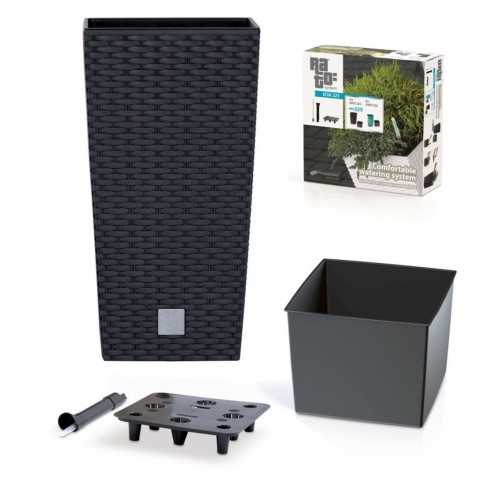 PROSPERPLAST RATO SQUARE SET Kvetináč samozavl. 21/49l, ratan antracit DRTS325S