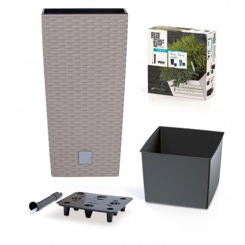 PROSPERPLAST RATO SQUARE SET Kvetináč samozavl. 40/91,5l, ratan krémová DRTS400S