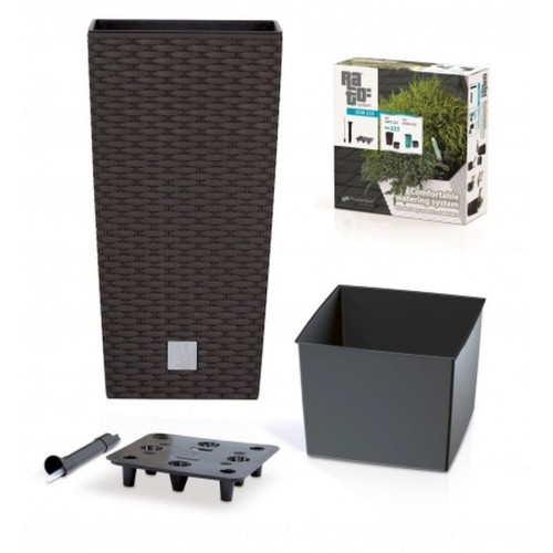 PROSPERPLAST RATO SQUARE SET Kvetináč samozavl. 11/26,6l, ratan hnedá DRTS265S