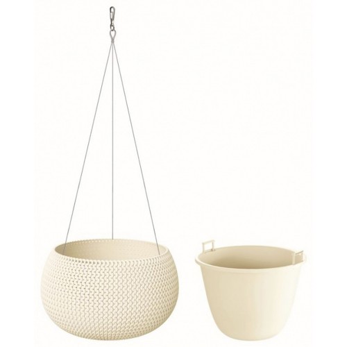 PROSPERPLAST SPLOFY Bowl WS závesný kvetináč 37 cm, krémová DKSP370WS