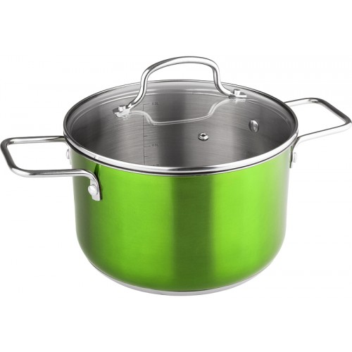 LAMART JOLI Nerezový hrniec LTSS2413G, 240 mm, 6,1 l, sklenená pokrievka, zelený, 42000349