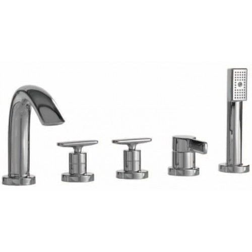 LAUFEN CURVEPRIME Vaňová pětiotvorová batéria, pevný výtok 225 mm, bez krycej dosky