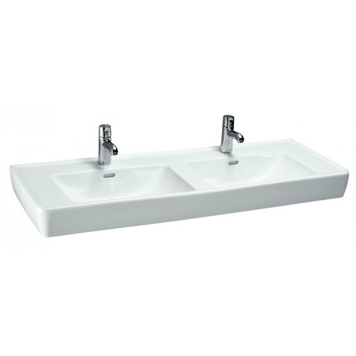 Laufen PRO A Dvojumývadlo do nábytku 130x48 cm, 2 otvory, biele 8.1496.7.000.104.1