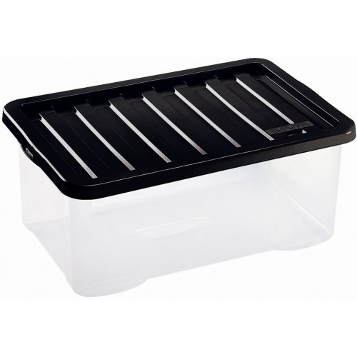 HEIDRUN Box úložný Quasar, 9 x 38 x 28,5 cm, 7 l, transparentná / čierna 1626Q