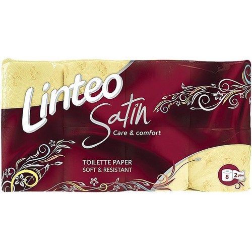 LINTEO SATIN Toaletný papier 8 rolí, ružový, 2-vrstvový 20627