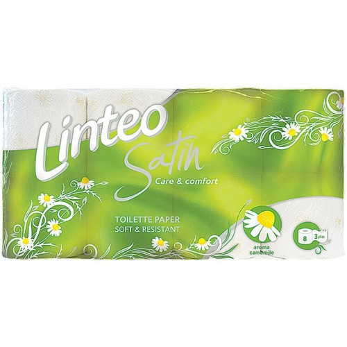 LINTEO SATIN Toaletný papier harmanček, 8 rolí, biely, 3-vrstvový 20630 LINTEO SATIN Toaletný papier harmanček, 8 rolí, biely, 3-vrstvový 20630