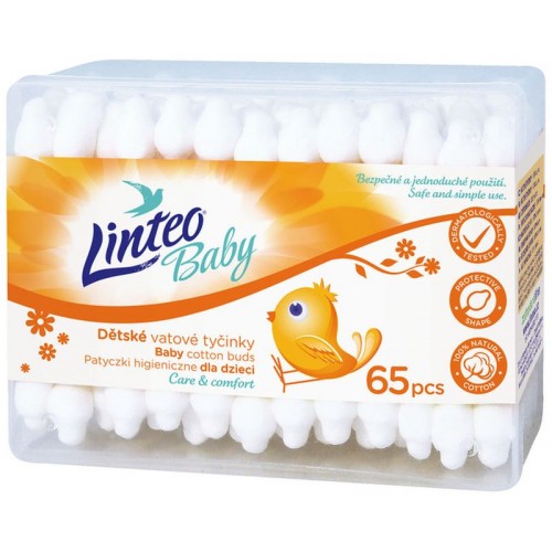 LINTEO BABY Vatové tyčinky 65ks v boxe 1007/6 LINTEO BABY Vatové tyčinky 65ks v boxe 1007/6