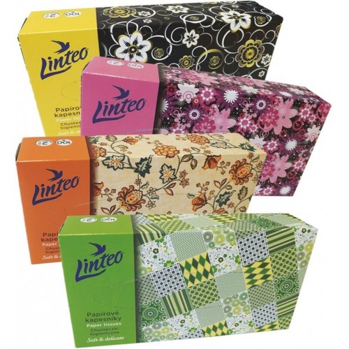LINTEO SATIN Papierové vreckovky BOX 100ks, biele, 2-vrstvové 3003