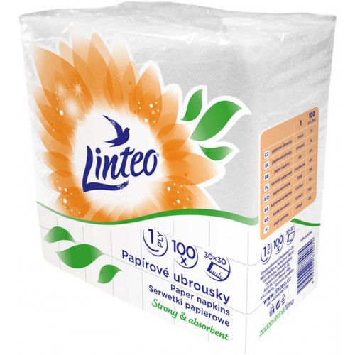 LINTEO Papierové obrúsky 30x30cm, biele, 1-vrstvové 4057 LINTEO Papierové obrúsky 30x30cm, biele, 1-vrstvové 4057