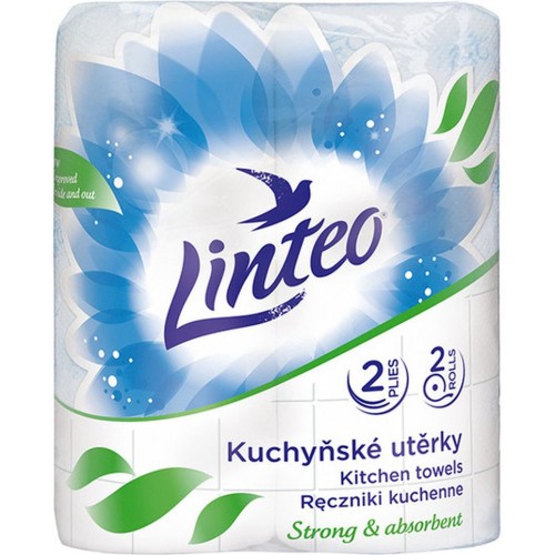 LINTEO SATIN Kuchynské utierky 2 role, biele, 2-vrstvové 60043