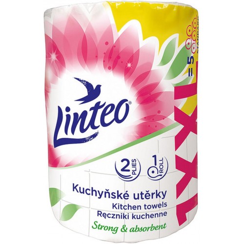 LINTEO SATIN Kuchynské utierky XXL, 1 role, biele, 2-vrstvové 600450