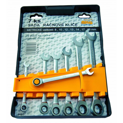 MAGG Profi sada 7ks račňa. kľúčov 8-19mm, 72 polôh 344700