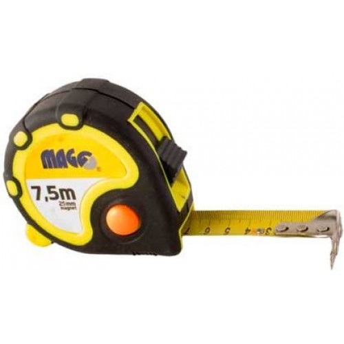 Zvinovací meter 7,5 mx 25mm guma / plast, magnet LAND75 Zvinovací meter 7,5 mx 25mm guma / plast, magnet LAND75