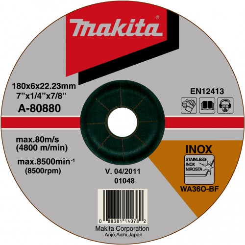 Makita A-80880 brúsny kotúč 180x6x22mm nerez