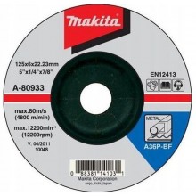 Makita A-80933 brúsny kotúč 125x6x22mm oceľ