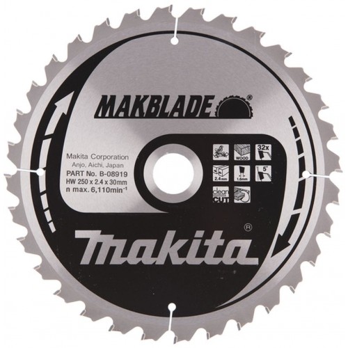 Makita B-08919 pílový kotúč 250x30mm 32Z Makita B-08919 pílový kotúč 250x30mm 32Z