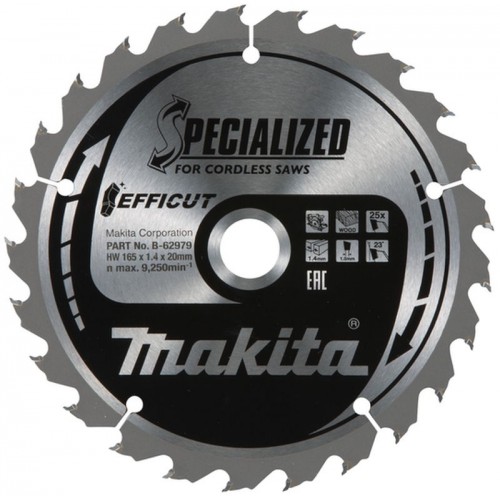 Makita B-62985 Efficut pílový kotúč D 165x20 mm na drevo TCT 25Z=old B-62979