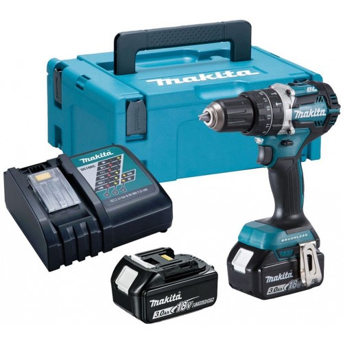 Makita DHP484RFJ Aku bezuhlíkový príklepový skrutkovač Li-ion 18V 2x aku 3,0 Ah, Makpac