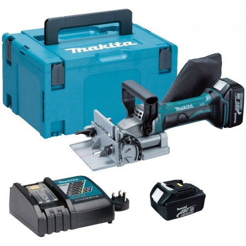 Makita Aku štrbinová frézka, 2x aku 18V / 3,0Ah, Systainer Makpac DPJ180RFJ