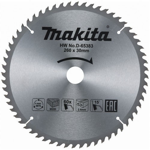 Makita D-65383 pílový kotúč 260mm x 30mm x 60Z