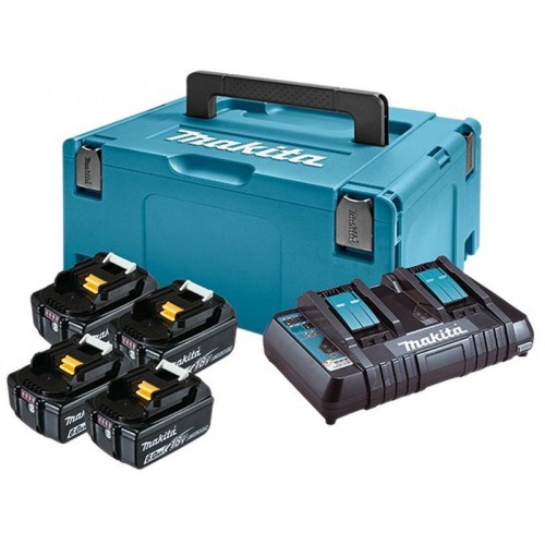 Makita 198091-4, Sada Li-ion LXT 18V 4xBL1860B + DC18RD dvojnabíječka + Makpac 3