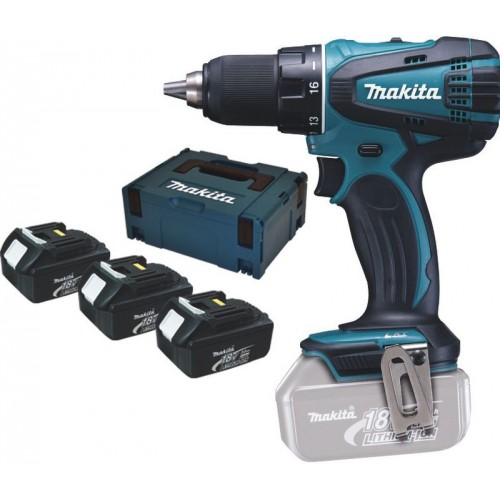 Makita Aku vŕtací skrutkovač Li-ion 3x aku 18V 3,0 Ah, systainer DDF456RF3J