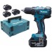 Makita DDF459RF3J Aku bezuhlíkový skrutkovač Li-ion 3x aku 18V 3,0 Ah, systainer