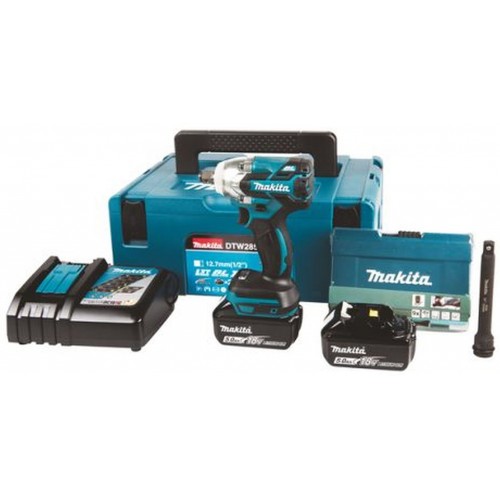 Makita DTW285RTJX Aku rázový uťahovák Li-ion (2x18V/5,0Ah) +sada príslušenstva 9ks, Makpac