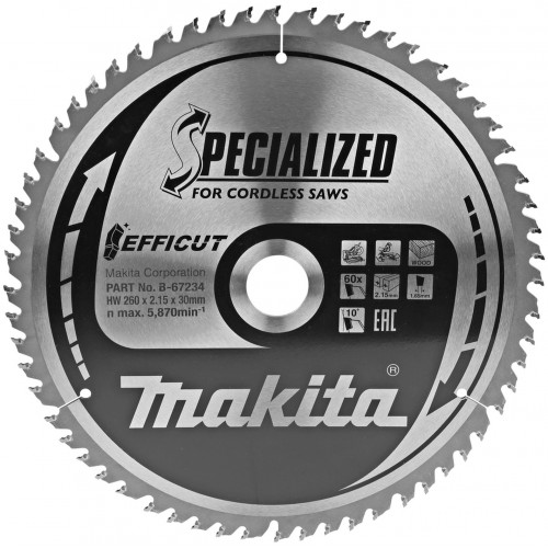 Makita B-67234 TCT pílový kotúč Efficut 260mmx30mm 60T