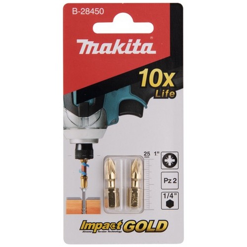 Makita B-28450 Impact Gold torzný bit PZ2, 25mm, 2 ks /bal Makita B-28450 Impact Gold torzný bit PZ2, 25mm, 2 ks /bal