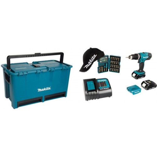 Makita DHP453ZX11 Aku príklepová vŕtačka Li-ion 2x1,5 Ah/18V +kufer, príslušenstvo
